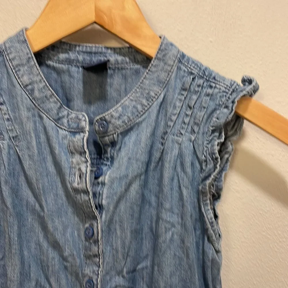 GAP kids ruffle denim jumpsuit.